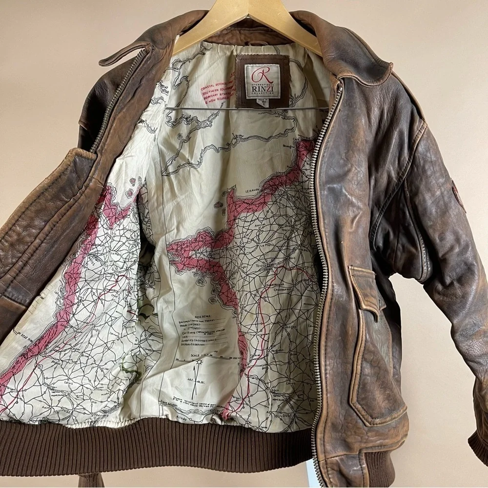 Vintage Top Gun Military Pilot Flight Australian Lamb Leather Jacket Medium